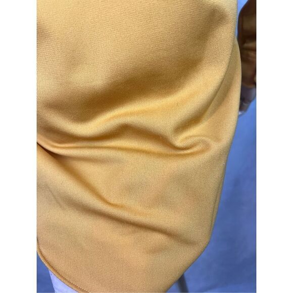 Vintage 1970s Plus Size Golden Yellow Blouse Dagger Collar Top Mod MCM Disco L - Picture 7 of 8